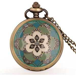 pocket watches for men,pocket watch,1 Pc Antique Dial Men Women Quartz Pocket Watch Vintage Bronze Pendant Necklace Clock Gifts-Blue (Color : Blue) (Color : Blu)