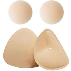 Hanaoops Zelfklevende beha, push-up-pads, zelfklevend, dubbelzijdig klevende push-up, tepelcover, herbruikbaar en wasbaar, borstvergroter, tepplipads voor bikini, nude, L
