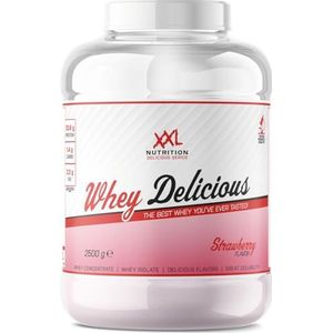 XXL Nutrition - Whey Delicious - Aardbei - Wei Eiwitpoeder met BCAA & Glutamine, Proteïne poeder, Eiwit shake, Whey Protein - 2500 gram