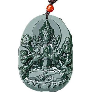 Chinese groene jade hanger ketting, Natuurlijke duizend handen GUANYIN Boeddha jade hanger China Avalokitesvara groene kettinghangers
