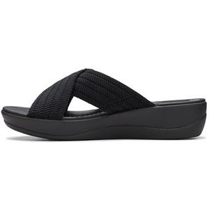 Clarks Arla Wave Slide Sandaal voor dames, Zwart textiel, 10 UK