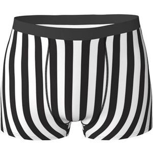 ZJYAGZX Zwart-wit gestreepte boxershorts voor heren - comfortabele ondergoedbroek, ademend vochtafvoerend, Zwart, L