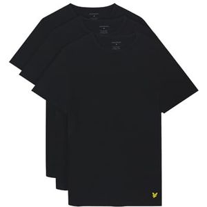 Lyle & Scott Set van 3 T-shirts voor heren, met ronde hals, korte mouwen en geborduurd gouden adelaar-logo, standaard pasvorm, maten XS-XXL, Z865 Jet Black, L