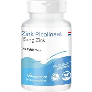 Zinkpicolinaat - met 15mg zink - 90 tabletten - hoog gedoseerd - veilige dosering - veganistisch - biologisch beschikbare supplementen uit Duitsland | Vitamintrend