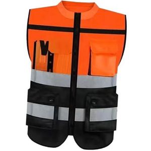 Generic Reflecterend vest Werkkleding met zakken en ritssluiting Vest met hoge zichtbaarheid, XXXL