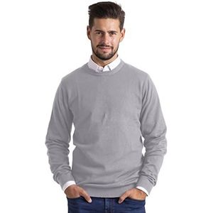 BlauerHafen Heren Slim-Fit Sweater Pullover Ronde Hals Crew Lange Mouwen Casual Katoenen Jumper, grijs, XL