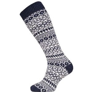 Een paar Lamwoll kniekousen, Noorse sokken voor heren en dames, Scandinavische lange sokken, luxe wollen sokken, knuffelsokken, 70% lamswol, Donkerblauw, 43-46 EU