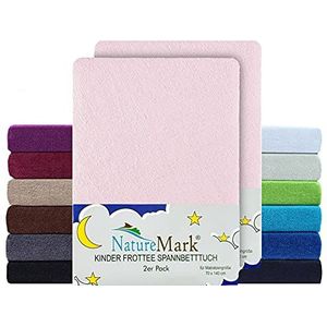 NatureMark FROTTEE Hoeslaken voor kinderen, knuffelzacht, voor babybed en kinderbed, 70 x 140 cm, roze, set van 2