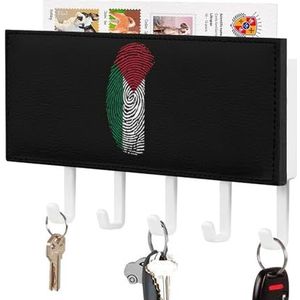 Vlag van Palestina Vinger Sleutelhouder voor Wandsleutelhangers Organizer Wandmontage Sleutelrek met 5 Haken