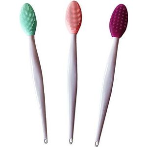 New Prominent 3 STKS Lip Scrub Brush, Dubbelzijdige Siliconen Exfoliërende Lip Brush, Groen
