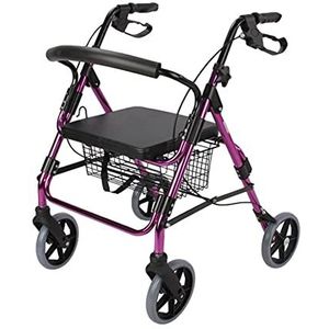 Rollator Walker met verstelbare hoogte voor senioren met zitting en 8 inch wielen opvouwbare zware rollator met rugleuning