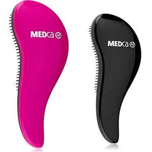 Ontklittende Borstel - Ontklittende Borstelset, (1 Zwarte & 1 Roze Haarborstel) Pijnvrije Haarborstel Straightener die klitten en knopen verwijdert steil haar glanzend en glad