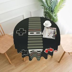 OTTKGGA Zwart Gamepad 60 inch Rond Tafelkleed Decoratieve Tafelhoes Waterdicht Wasbaar Partijen Bruiloften Home Decor
