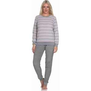 Normann Prachtige badstof pyjama met lange mouwen en manchetten - ook in grote maten, grijs, 40-42