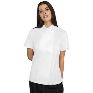 PALLTEX Nori Lady SS Koksjas Dames Korte Mouw Koksjas Dames Zwart/Wit/Grijs Kookkleding Professioneel Chef Uniform Korte Mouw Koksjas Dames, wit, S