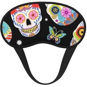 WSHFFILO Sugar Skulls Printed Blackout Sleep Mask Travel Eye Mask