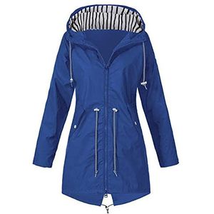 Regenjas voor dames, lange winterjas, jas, outdoor, windbreaker, winddicht, waterdicht, jas met capuchon, ademend, herfst, overgangsjas voor wandelen, reizen, trekking en fiets, Xxxxl, Gelb, modern