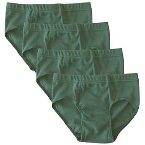 HERMKO 2850 4-pack jongensslip, effen, van 100% biologisch katoen, met elastische band, olijfgroen, 164
