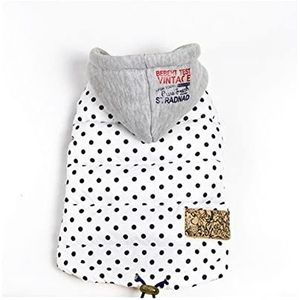 Kap, polkadot, patroon, windbreaker, hondenkleding, winterjas, huisdier, kleding, modieuze jas, warme waterdichte doek, kleding, chihuahua pit bull kleine puppy (Kleur: wit, maat: S )