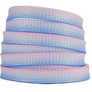 schoenveters, Platte schoenveters met gradiëntglitter Metallic glanzende zilveren schoenveters Kleurrijke heldere zijden glinsterende schoenveters(Pink Blue,120cm)