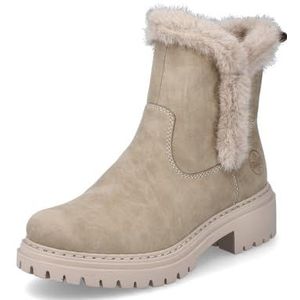 Rieker - 72682 - Enkellaarsjes - Beige - Kunstleer - Blokhak