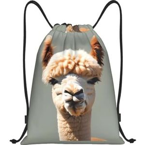 MYGANN Alpaca Avatar Grote Capaciteit Lichtgewicht Waterdichte Trekkoord Tas Voor Outdoor Sport Fitness Yoga Reizen, Zwart, M