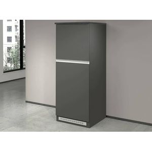 Dmora Keukenkast Plinio, multifunctionele kast, kast voor koelkast met 2 deuren, 100% Made in Italy, 60 x 60 x 165 cm, antraciet en leisteen, lengte 60 cm