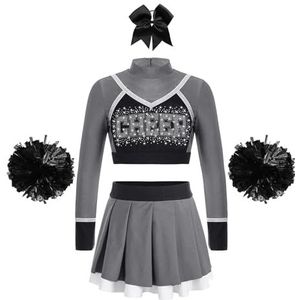 Cheerleader-uniformen, cheerleaderkostuums voor kinderen, cheerleader-uniformset voor schoolmeisjes, animatieuitrusting voor kinderen, danskostuums, danskleding voor jongeren (kleur: