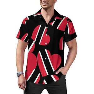 Love Trinidad And Tobago Casual button-down shirts voor heren, korte mouwen, Cubaanse kraag, T-shirts, tops, Hawaiiaans T-shirt, S