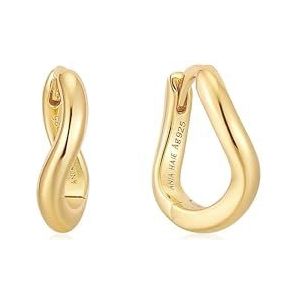 Gold Twist Huggie Hoop Earrings S AH E048-03G