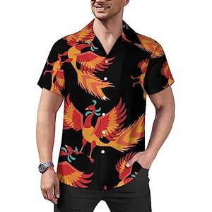 Fire Phoenix Casual overhemden voor heren, korte mouwen, Cubaanse kraag, T-shirts, tops, Hawaiiaans T-shirt, 4XL