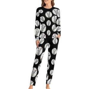 Alpaca Mooie Vriend Zachte Dames Pyjama Lange Mouw Warme Fit Pyjama Loungewear Sets met Zakken M