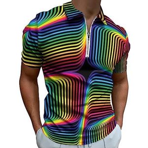 Naadloos Op Art Patroon Polo Shirt voor Mannen Casual Rits Kraag T-shirts Golf Tops Slim Fit