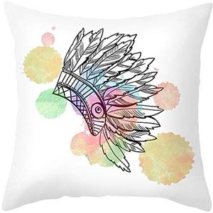 Ethereval Linnen Kussenslopen Rits Kussen Met Sluiting Dreamcatcher Standaard Maat Rits Voor Camper Dinette Wit Zwart Geel - 45x45cm