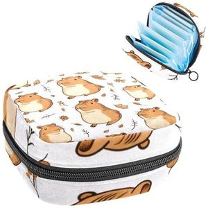 Opbergtas voor maandverband, leuke cartoon grappige capibara's draagbare maandzak, inlegkruisjes, tampons, maandverband, opberghouder voor vrouwen, school, kantoor