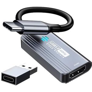 Papeaso Video Capture Card, HDMI naar USB C 3.0 Capture Card, 1080P 60FPS Video Capture Device, voor streaming, onderwijs, gaming, videoconferenties of live-uitzendingen