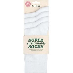 MELA Geribbelde sokken, verpakking van 4 stuks, duurzaam met Fairtrade Cotton, GOTS & Green Button certificering, wit, 35/38 EU