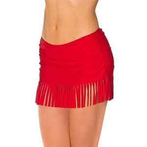 Aquarti Bikinibroekje met Rok en Plooitjes aan de Zijkanten, Rood, 38