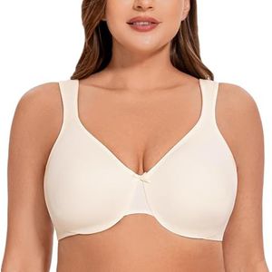 MELENECA Women's Plus Size Full Coverage Underwire Seamless Non Padded Minimizer Bra Gebroken wit 70G