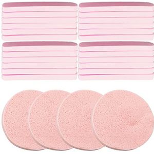 48 stuks gezichtssponzen, gecomprimeerde gezichtsreinigingsspons cellulose gezichtsspons voor mannen vrouwen massage make-up verwijdering (roze)
