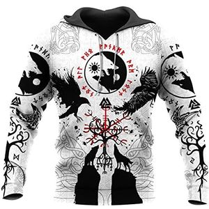 Viking Wolf Tattoo Hoodie Met Volledige Rits Voor Heren, Nordic Odin Fenrir Bedrukte Harajuku-sweatshirt, Unisex 3D Digitale Print Mode Casual Jack In Grote Maten S-5XL