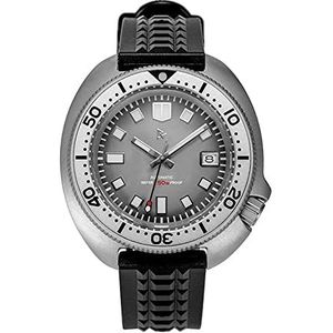 Retro Diver automatisch horloge mechanische tonijn Abalone herenhorloge NH35 41 MILLIMETER wijzerplaat C3 lumen flexibele rubberen armband 20 bar, Grijs, Armband