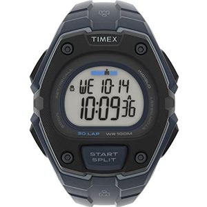 Timex Ironman Classic 30 oversized kwarts sporthorloge met harsband, blauw, 20 (Model: TW5M484009J), blauw/grijs, Chronograaf