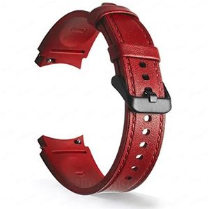 20mm horlogeband geschikt for Samsung horloge 4 40mm 44mm armband Compatible With Samsung Galaxy horloge 4 Classic 42mm 46 siliconen + lederen horloges4 bands (Color : Red-Black New, Size : GALAXY W