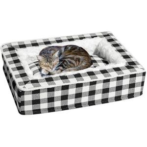 Groot hondenbed - afneembaar huisdierbed, wasbare tartan hondenbank | rustgevend anti-angst bed voor honden, katten, kleine, middelgrote en grote huisdieren