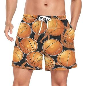 Niigeu Cartoon Classic Basketball Balls Zwembroek voor heren, sneldrogend, met zakken, Leuke mode, L