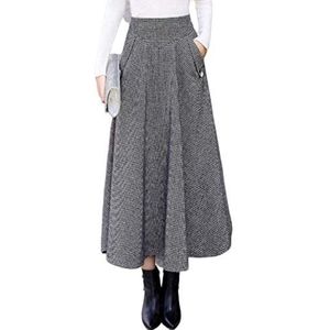 GL SUIT - A-lijnrok - Zwartwitrooster - Hoge Taille - Lange Rok - Plooien