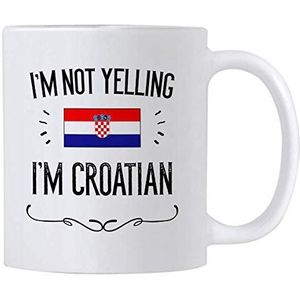 WTOMUG Croatia Pride Souvenir Mug. I'm Not Yelling I'm Croatian 11 Ounce Coffee Mug. Cup Idea for Proud Wife, Husband, Friend or Coworker Featuring the Country Flag.