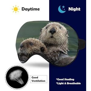 Twee zeeotters die elkaar omhelzen in Lake Sleep Mask met verstelbare riem, comfortabel zacht oogmasker, slaaphulp, lichtblokkerende oogmaskers