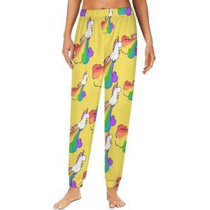 Fart Rainbow Unicorn damespyjama, loungebroek, elastische tailleband, nachtkleding, broekje, print